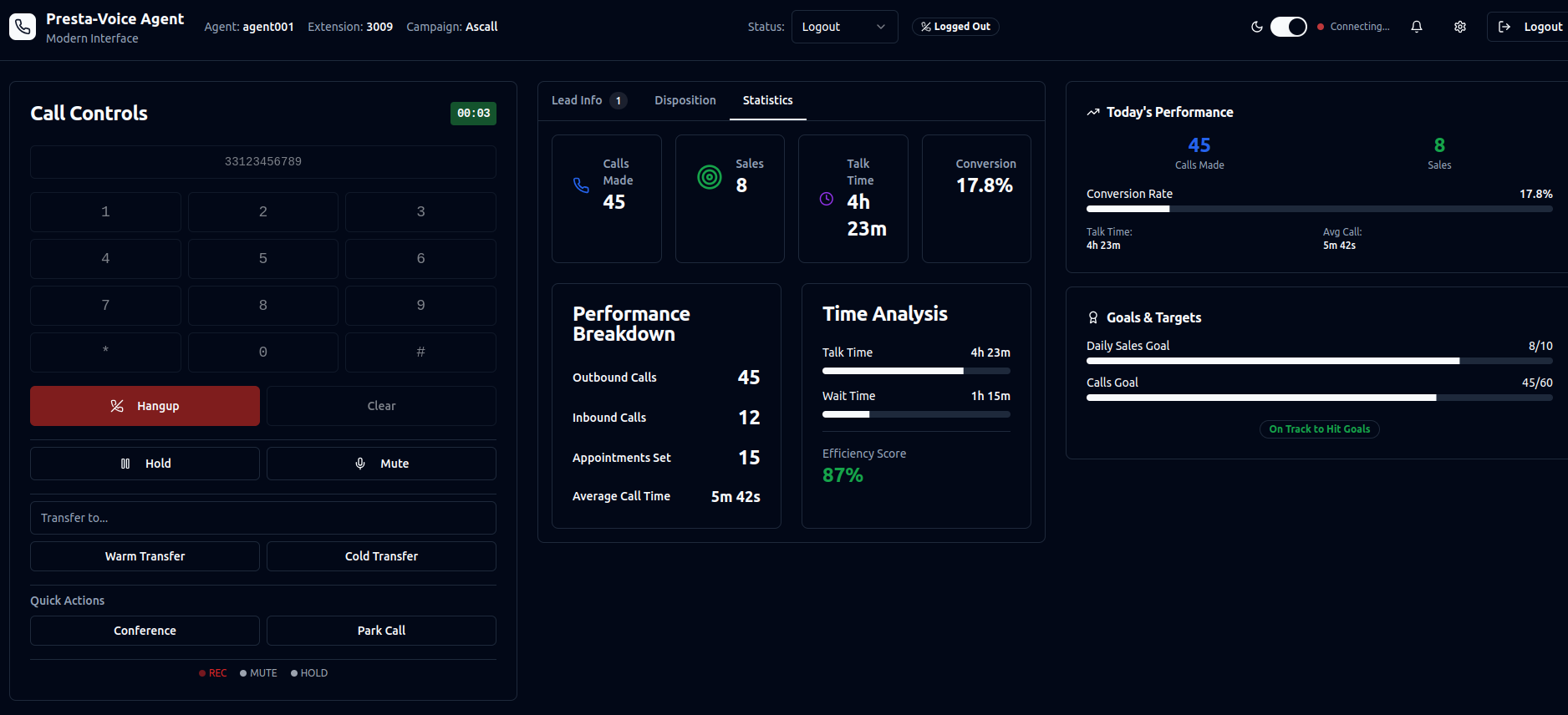 Interface Agent CRM